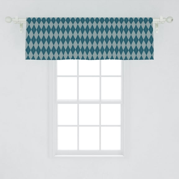 Ambesonne Abstract Window Valance, Classic Diamond Shapes, 54" X 18", Dark Teal Pale Green
