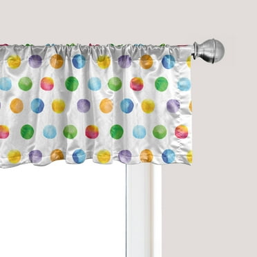Ambesonne Abstract Window Valance, Colored Big Polka Dots, 54" X 18", Multicolor
