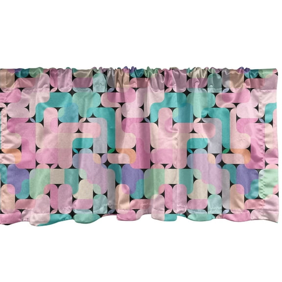 Ambesonne Abstract Window Valance, Colorful Complex Mix Geometric Elements Modern Polygonal Style, Curtain Valance for Kitchen Bedroom Decor with Rod Pocket, 54" X 18", Charcoal Grey Multicolor