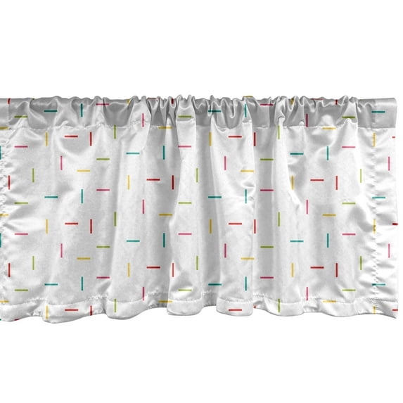 Ambesonne Abstract Window Valance, Colorful and Simplistic Layout of Geometric Lines on a Plain Background, Curtain Valance for Kitchen Bedroom Decor with Rod Pocket, 54" X 18", Yellow Green Seafoam