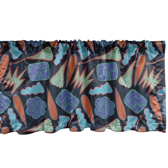 Ambesonne Abstract Window Valance, Comic Style Quirky Shapes, 54" X 18", Blue Violet Vermilion