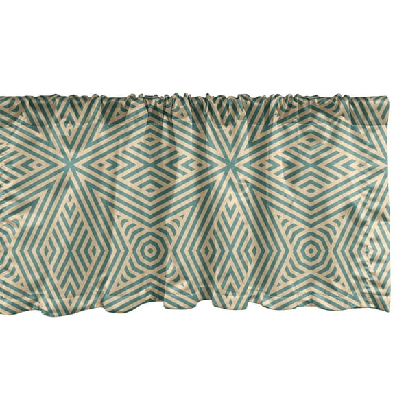 Ambesonne Abstract Window Valance, Concentric Stripes Star, 54" X 12", Beige and Cadet Blue