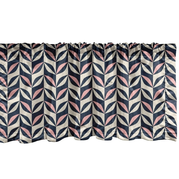 Ambesonne Abstract Window Valance, Connected Geometric Shapes, 42" x 12", Eggshell Blush