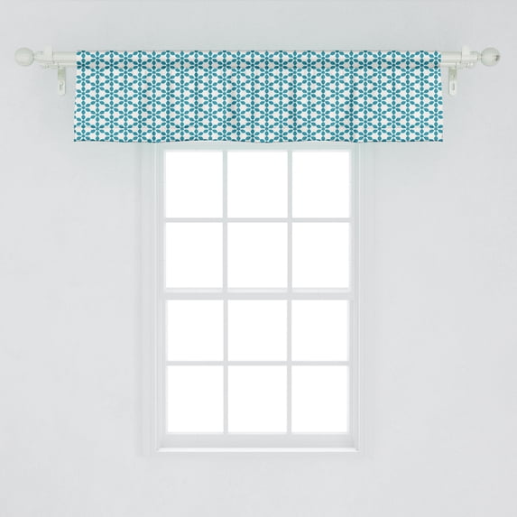 Ambesonne Abstract Window Valance, Continuing Monotone Pattern of Geometric Hipster Deco Art Inspired, Curtain Valance for Kitchen Bedroom Decor with Rod Pocket, 54" X 12", Sea Blue and White