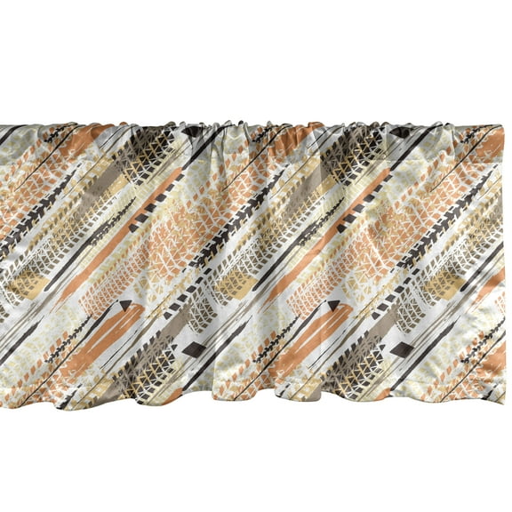 Ambesonne Abstract Window Valance, Continuous Tire Tracks Art, 42" x 12", White and Multicolor