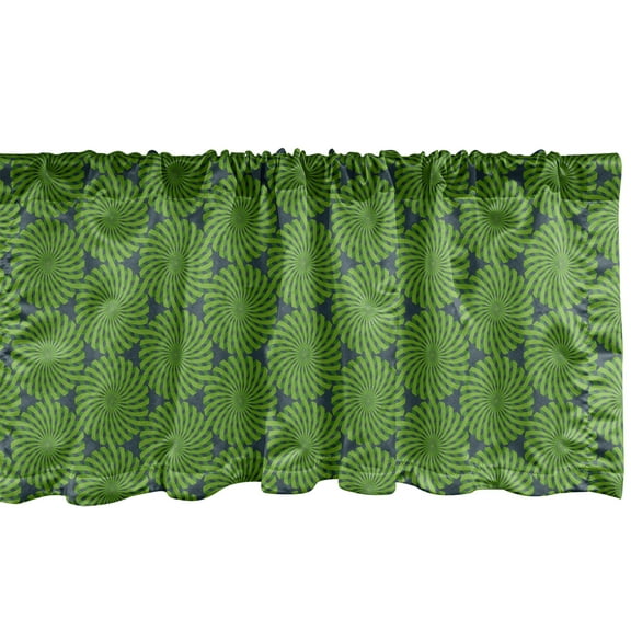 Ambesonne Abstract Window Valance, Continuous Whirlpool Rounds Geometric Themed Pattern Print, Curtain Valance for Kitchen Bedroom Decor with Rod Pocket, 54" X 18", Dark Teal and Fern Green