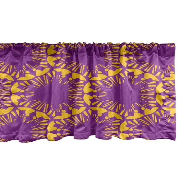 Ambesonne Abstract Window Valance, Creative Bicolour Circles, 54" X 18", Violet Earth Yellow
