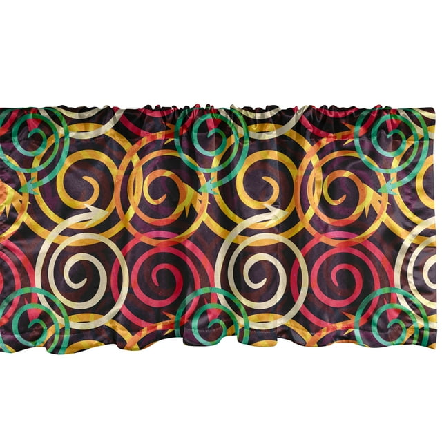 Ambesonne Abstract Window Valance, Curved Spiral Arrows, 54" X 18", Multicolor