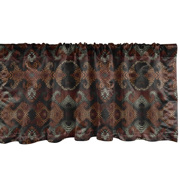 Ambesonne Abstract Window Valance, Curving Strikes Dashes, 42" x 18", Grey Redbrown