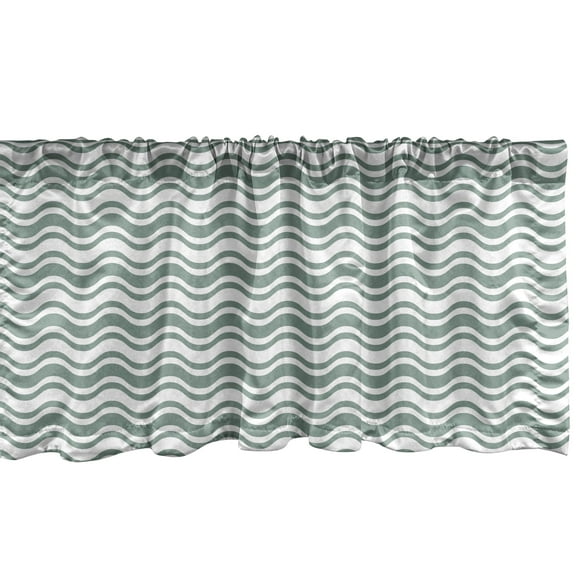 Ambesonne Abstract Window Valance, Curvy Stripes Waves, 54" X 18", Pale Sage Green White