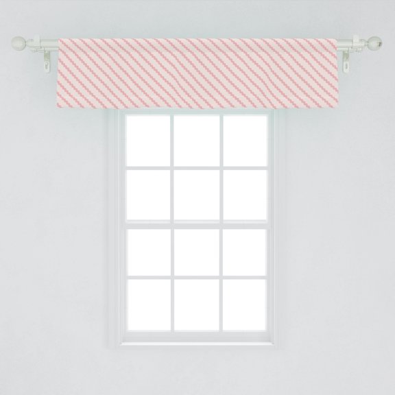 Ambesonne Abstract Window Valance, Diagonal Curved Stripes, 54" X 12", Pale Eggshell Pale Pink