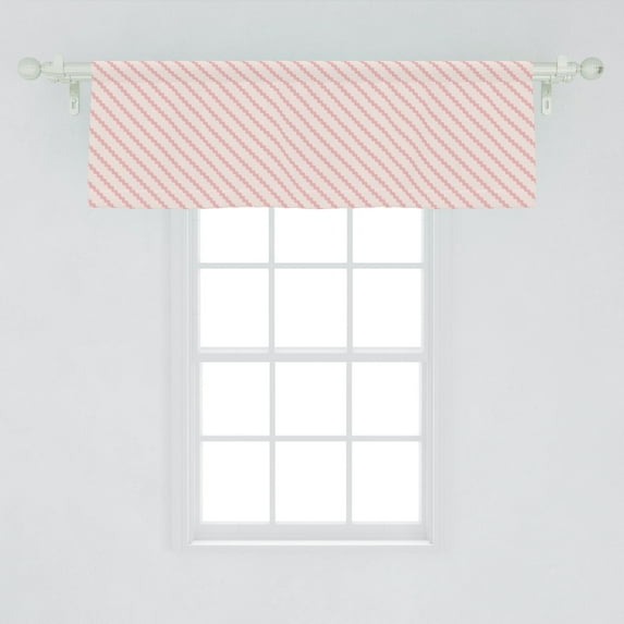 Ambesonne Abstract Window Valance, Diagonal Curved Stripes, 54" X 18", Pale Eggshell Pale Pink