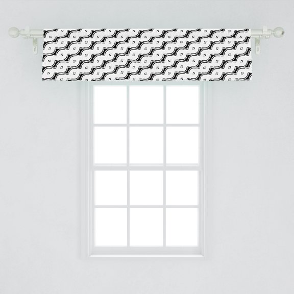 Ambesonne Abstract Window Valance, Diagonally Arranged Composition of Abstract Waves Unfinished Flows, Curtain Valance for Kitchen Bedroom Decor with Rod Pocket, 54" X 12", Charcoal Grey and White