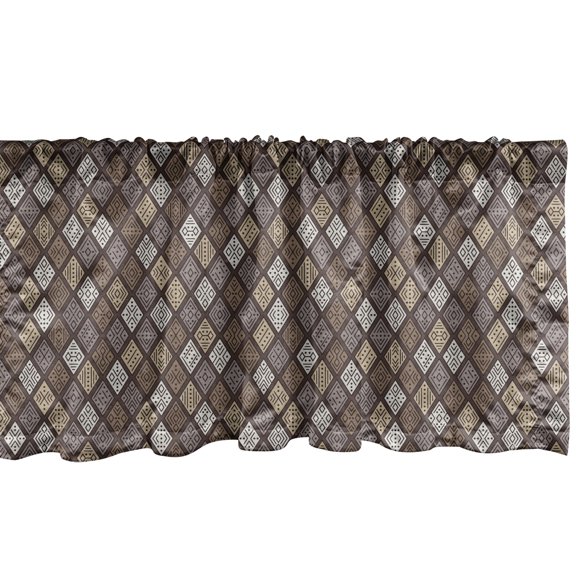 Ambesonne Abstract Window Valance, Diamond Graphic, 54" X 12", Dark Taupe Tan and Cocoa