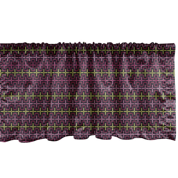 Ambesonne Abstract Window Valance, Digital Colorful Streaks, 54" X 18", Dark Purple Mustard