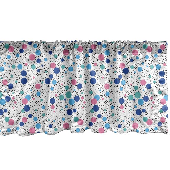 Ambesonne Abstract Window Valance, Dots Circles Girlish, 54" X 12", Multicolor