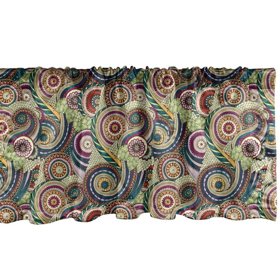 Ambesonne Abstract Window Valance, Eastern Doodle Paisley, 54" X 18", Multicolor