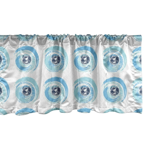 Ambesonne Abstract Window Valance, Eyeballs Pattern, 54" X 12", Sky Blue Blue