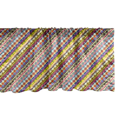 Ambesonne Abstract Window Valance, Flower of Life Stripes, 54" X 18", Multicolor