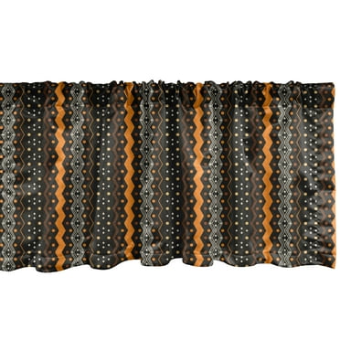 Ambesonne Abstract Window Valance, Folk, 54" X 18", Marigold and Black