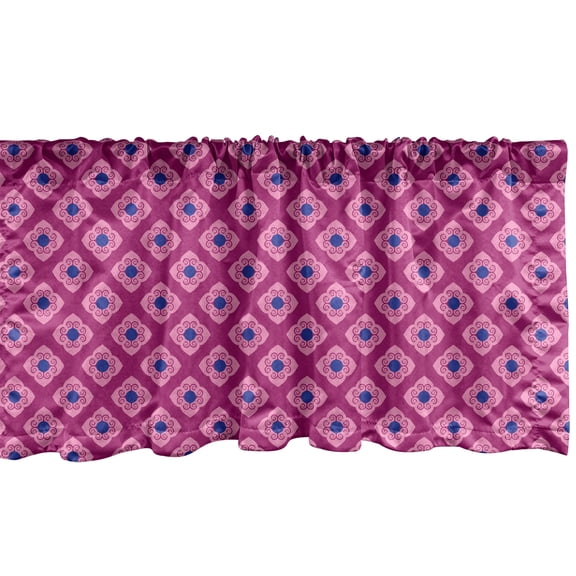 Ambesonne Abstract Window Valance, Geometric Floral Mosaic, 54" X 12", Dark Magenta Pink