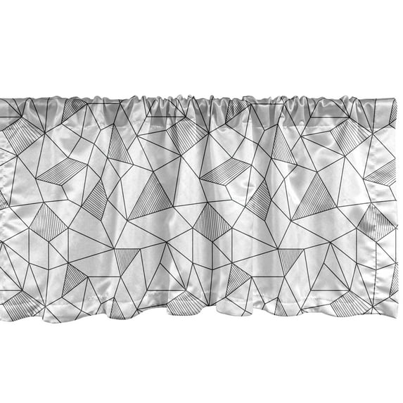 Ambesonne Abstract Window Valance, Geometric Line Art, 42" x 18", White Black