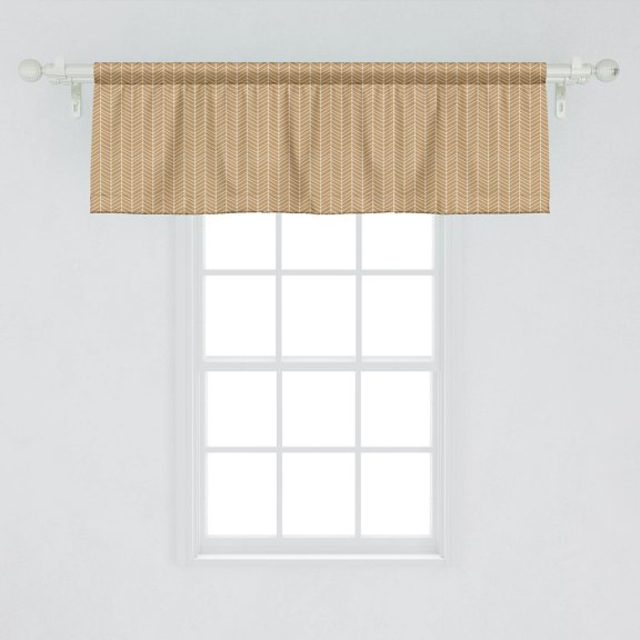Ambesonne Abstract Window Valance, Geometric Pattern with Chevron Motifs and Modern Stripes in Earthy Tones, Curtain Valance for Kitchen Bedroom Decor with Rod Pocket, 54" X 18", Camel and White