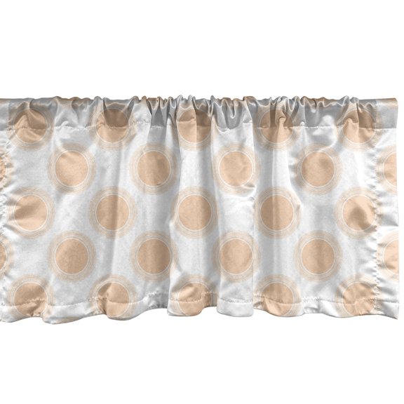 Ambesonne Abstract Window Valance, Geometric Pattern of Concentric Polka Dots Pastel Minimalistic Design, Curtain Valance for Kitchen Bedroom Decor with Rod Pocket, 54" X 18", White and Pale Peach