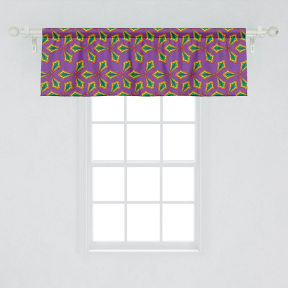 Ambesonne Abstract Window Valance, Geometric Shapes on Purple Shaded Background Colorful Sixties Inspired Design, Curtain Valance for Kitchen Bedroom Decor with Rod Pocket, 54" X 18", Multicolor