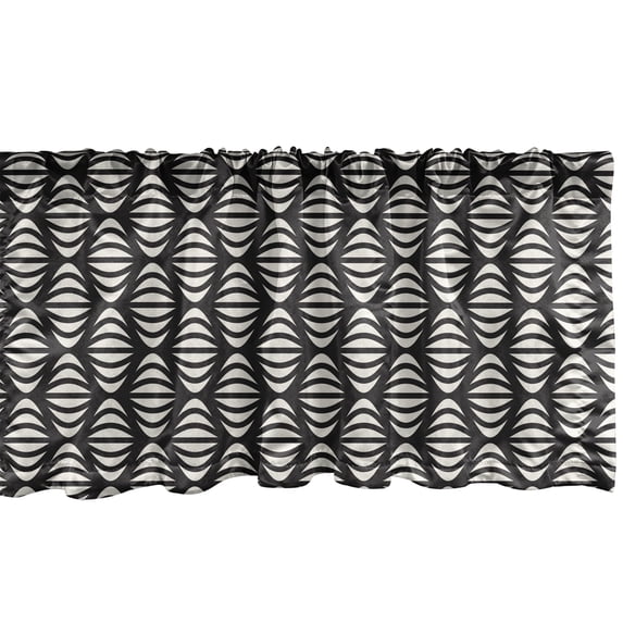Ambesonne Abstract Window Valance, Geometric Striped Design, 54" X 18", Beige and Charcoal Grey