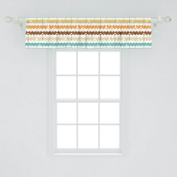 Ambesonne Abstract Window Valance, Geometrical Inspired Pattern of Rounded Ornament with Dropping Effect Design, Curtain Valance for Kitchen Bedroom Decor with Rod Pocket, 54" X 12", Multicolor