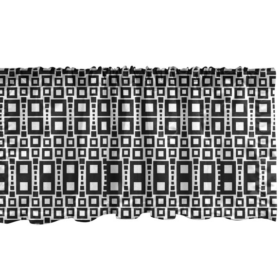 Ambesonne Abstract Window Valance, Grid Rows Pattern, 42" x 12", Black White