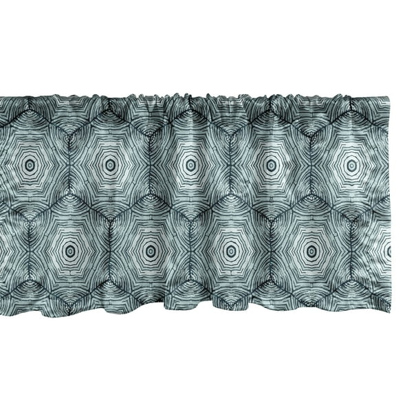 Ambesonne Abstract Window Valance, Growth Rings Circles, 54" X 18", Dark Teal and Pale Blue