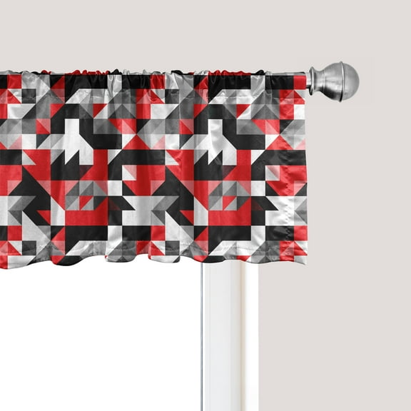 Ambesonne Abstract Window Valance, Half Triangles Square Art, 42" x 12", Charcoal Grey White