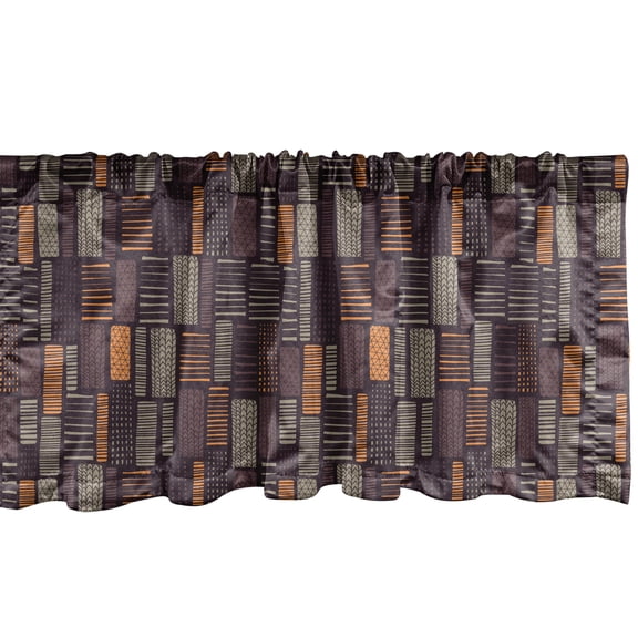 Ambesonne Abstract Window Valance, Hand Drawn Geometrical Art, 42" x 12", Dark Peach and Dark Tan