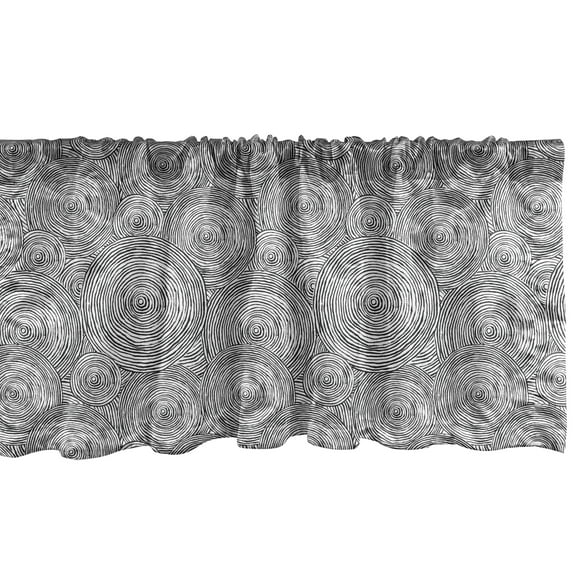 Ambesonne Abstract Window Valance, Hand Drawn Spiral Rounds, 54" X 18", Charcoal Grey White