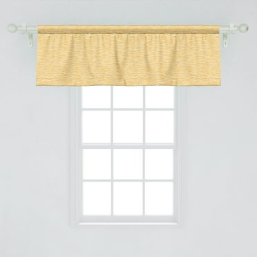 Ambesonne Abstract Window Valance, Hand-drawn Style Wavelike Lines in Horizontal Alignment Minimalist Artwork, Curtain Valance for Kitchen Bedroom Decor with Rod Pocket, 54" X 18", Mustard and White