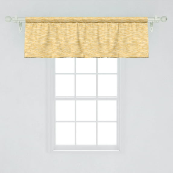 Ambesonne Abstract Window Valance, Hand-drawn Style Wavelike Lines in Horizontal Alignment Minimalist Artwork, Curtain Valance for Kitchen Bedroom Decor with Rod Pocket, 54" X 18", Mustard and White