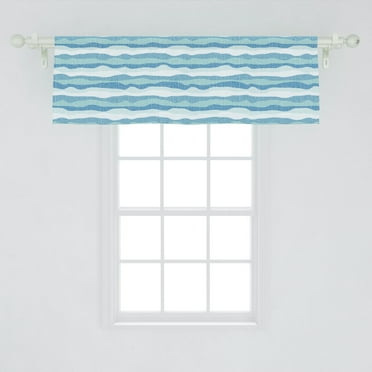 Ambesonne Abstract Window Valance, Horizontal and Sketchy, 54" X 18", Sea Blue Pale Slate Blue