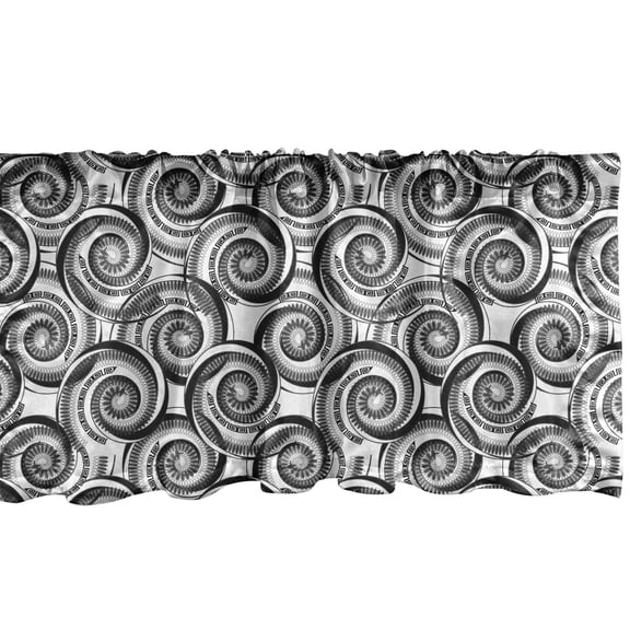 Ambesonne Abstract Window Valance, Illustration of Old Greek Style Spiral Shapes in Monochrome Tones, Curtain Valance for Kitchen Bedroom Decor with Rod Pocket, 54" X 18", White and Charcoal Grey