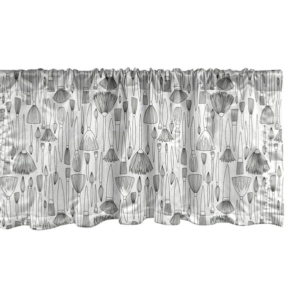 Ambesonne Abstract Window Valance, Illustration of Vertically Aligned Various Paintbrushes Art Elements, Curtain Valance for Kitchen Bedroom Decor with Rod Pocket, 54" X 12", Charcoal Grey and White