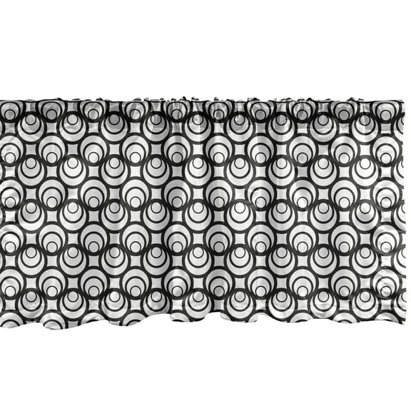 Ambesonne Abstract Window Valance, Intricate Circles Modern, 54" X 18", Charcoal Grey and White