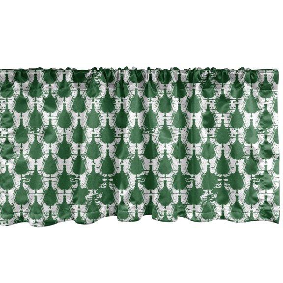 Ambesonne Abstract Window Valance, Jungle Tone Shapes Pattern, 42" x 12", Hunter Green White
