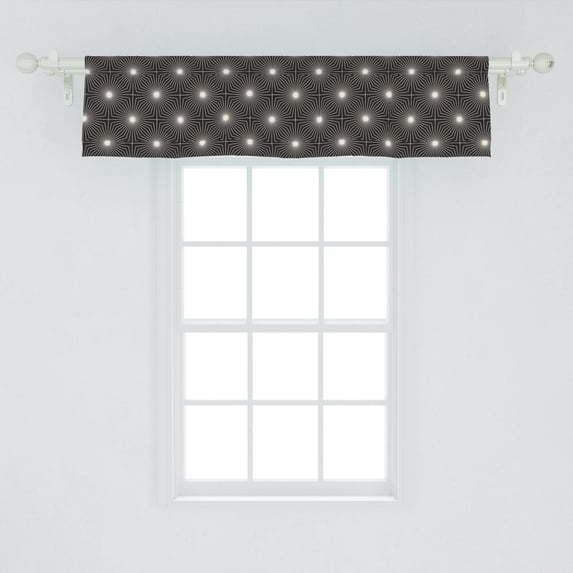 Ambesonne Abstract Window Valance, Lattice Inspired Pattern of Modern Geometric Grid Simple Graphic Image, Curtain Valance for Kitchen Bedroom Decor with Rod Pocket, 54" X 12", Dark Grey and Eggshell