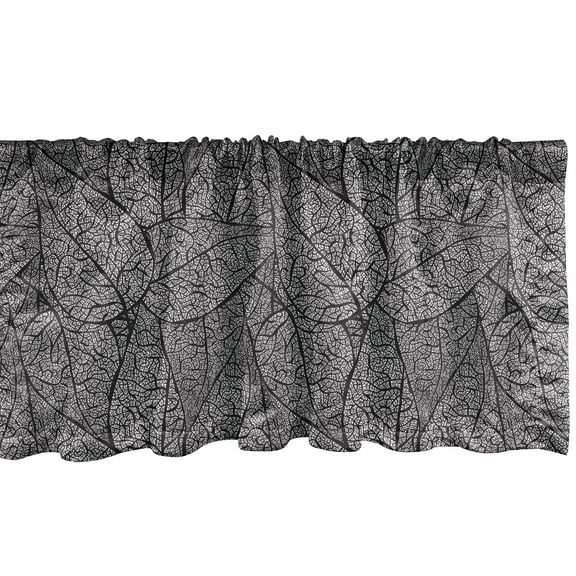 Ambesonne Abstract Window Valance, Leaves Ornate Flora, 54" X 18", Black White