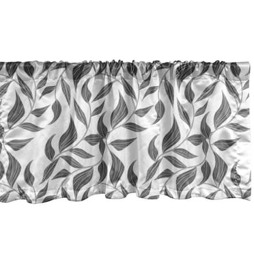 Ambesonne Abstract Window Valance, Leaves on Vines Nature, 54" X 18", Grey and White