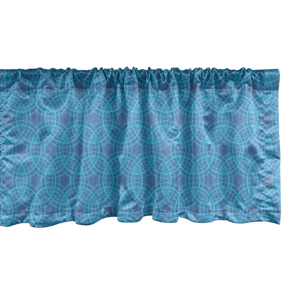 Ambesonne Abstract Window Valance, Medallion Grid Pattern, 42" x 12", Dark Ceil Blue Blue