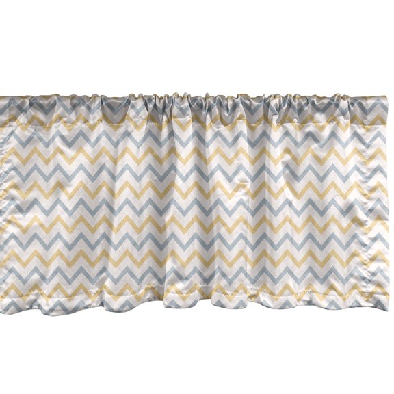 Ambesonne Abstract Window Valance, Minimalistic Chevron Art, 42" x 12", Blue Grey Pastel Brown