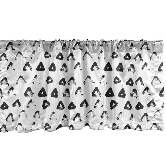 Ambesonne Abstract Window Valance, Modern Bold Brush Strokes, 54" X 18", Charcoal Grey and White