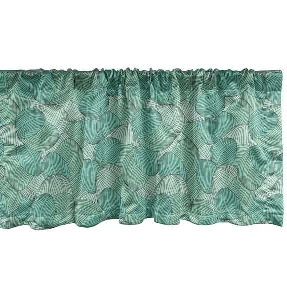 Ambesonne Abstract Window Valance, Modern Curly Motif Doodle, 54" X 12", Seafoam and Mint Green